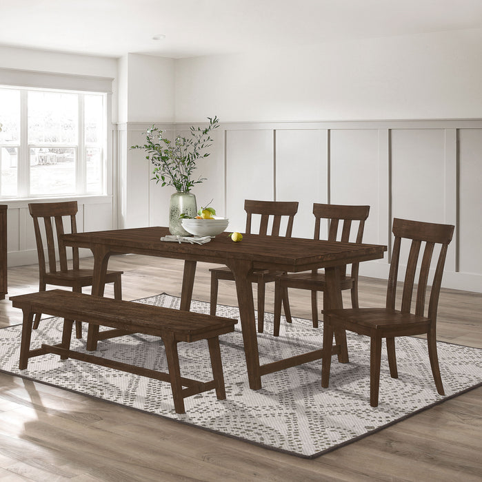 Reynolds Rectangular Dining Table Set Brown Oak