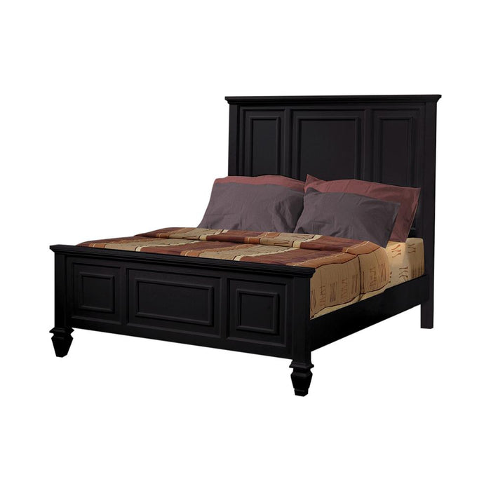 Sandy Beach California King Panel Bed with High Headboard Black image