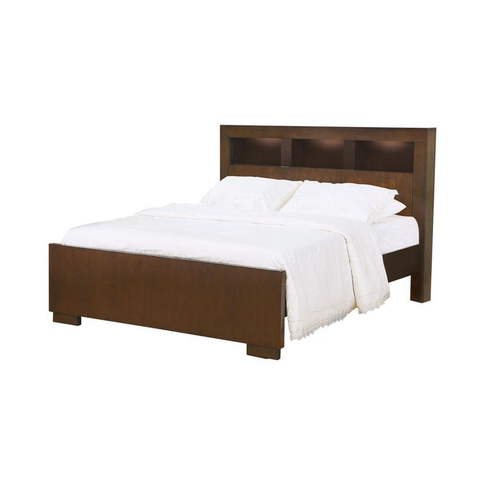 Jessica Queen Bed with Storage Headboard Cappuccino