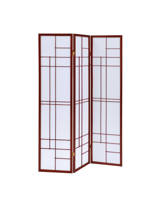 Katerina 3-panel Folding Floor Screen White and Cherry