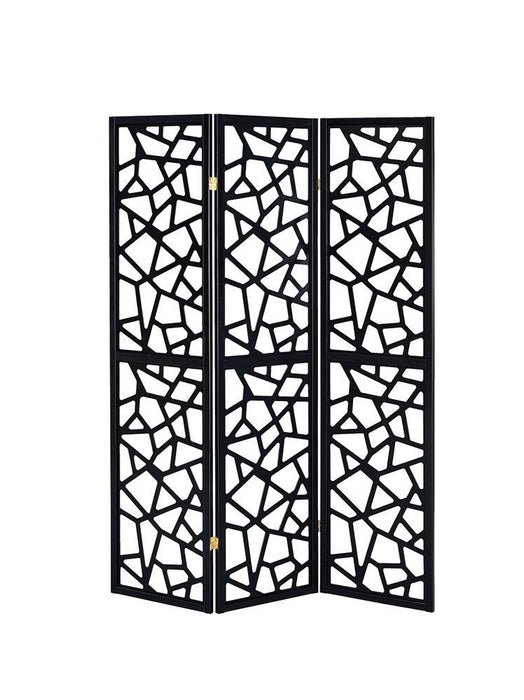 Nailan 3-panel Open Mosaic Pattern Room Divider Black