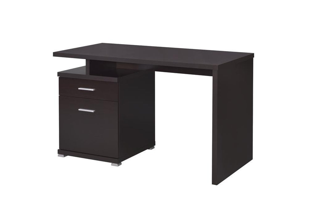 Irving 2-drawer Office Desk with Cabinet Cappuccino