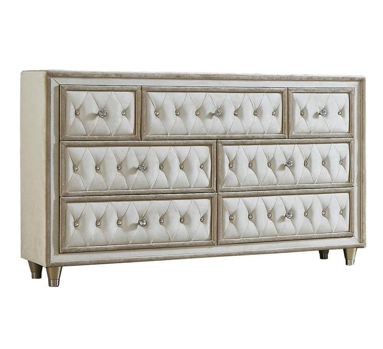 Antonella 7-drawer Upholstered Dresser Ivory and Camel